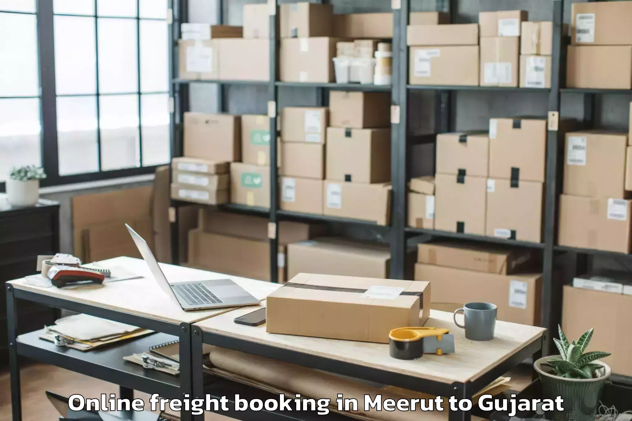 Trusted Meerut to Thasra Online Freight Booking